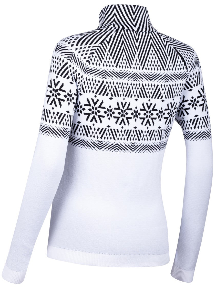 Newland Long-Sleeved Geometric Pattern Top With High Collar