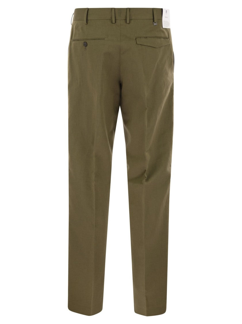 Pt Torino Michael - Straight-Leg Cotton Linen Trousers
