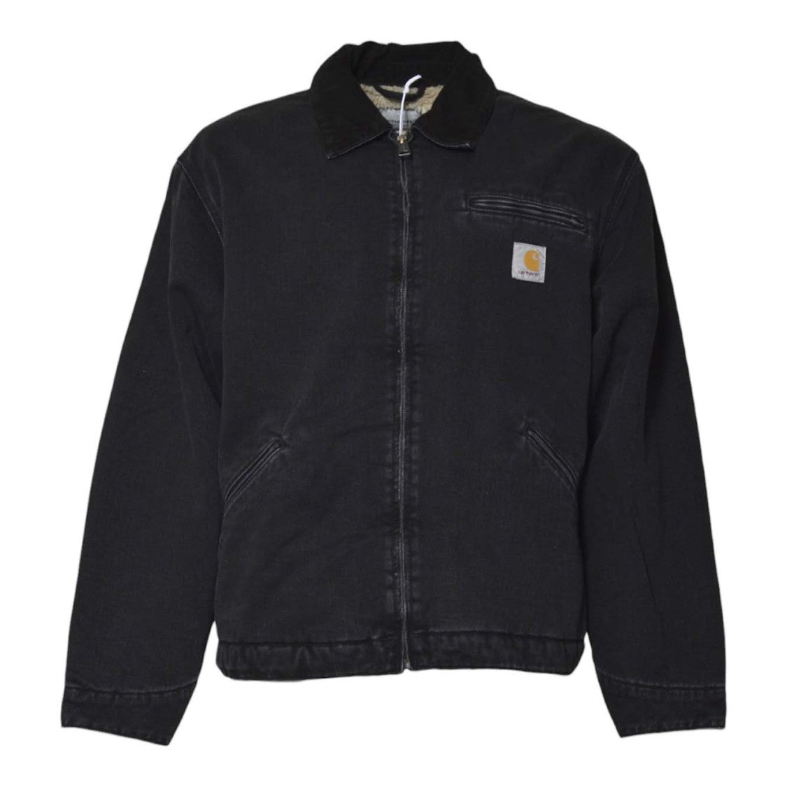 Carhartt Wip Black Zip-Up Jacket With Classic Collar And Logo Detail