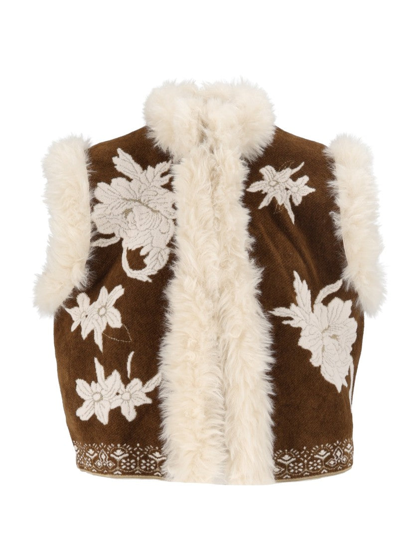 Forte Forte The Lotus Floral Eco Fur Jacquard Gilet