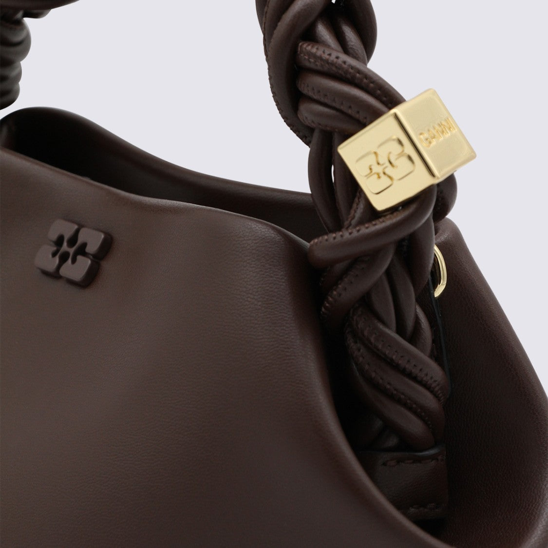 Ganni Geometric Design Handbag With Twisted Handle And Gold-Tone Accents