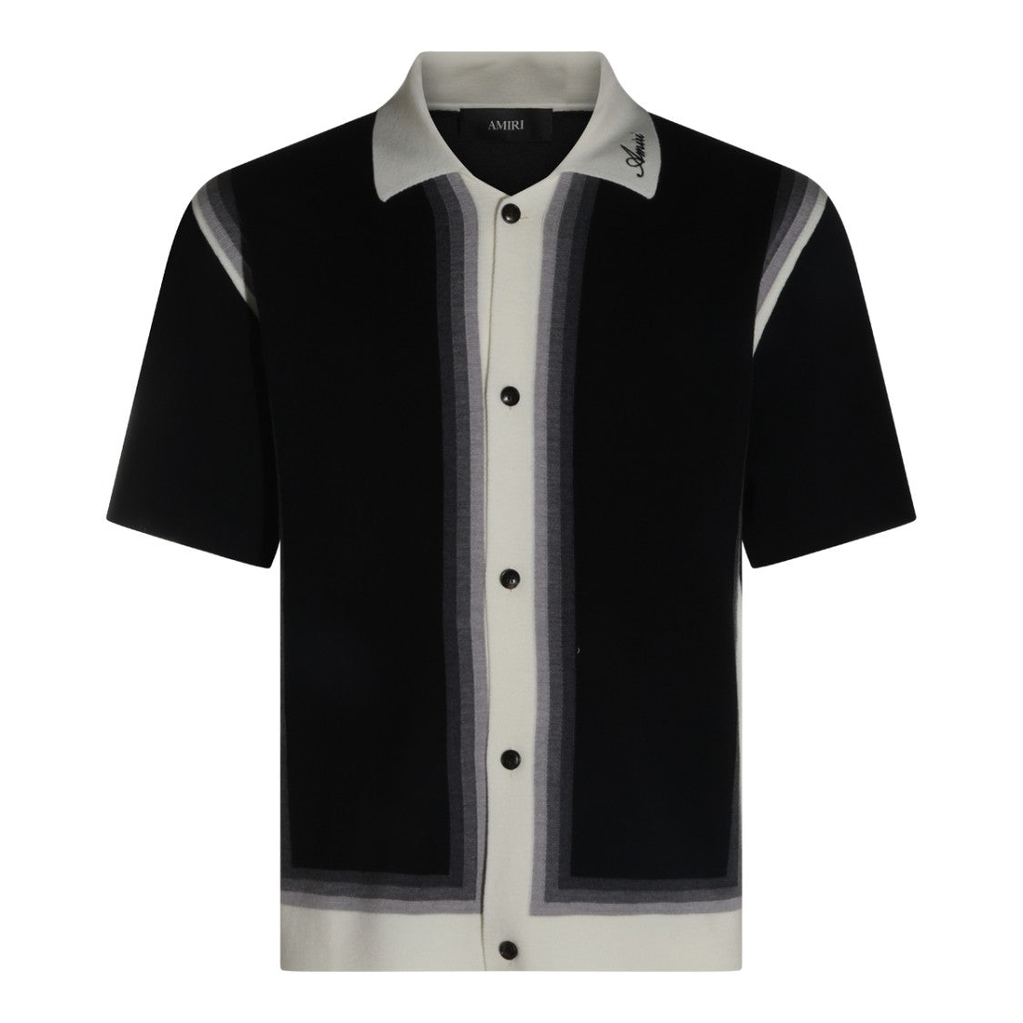 Amiri Short-Sleeved Knitwear With Classic Collar And Contrasting Stripes