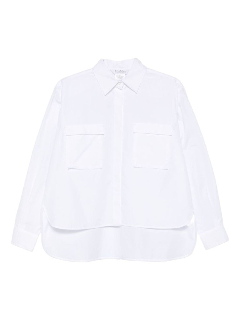 Max Mara White Boxy French Collar Cotton Shirt