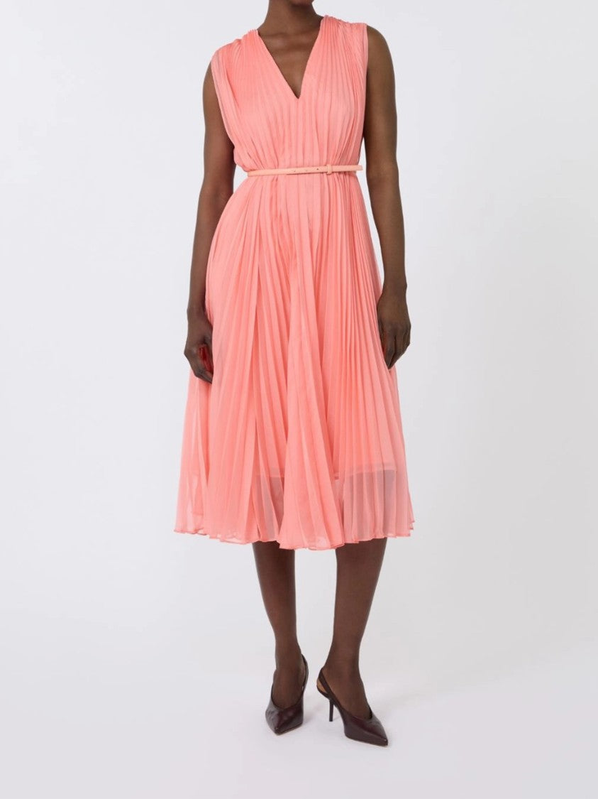 Max Mara Pink Mxecapsul Sleeveless Midi Pleated Dress