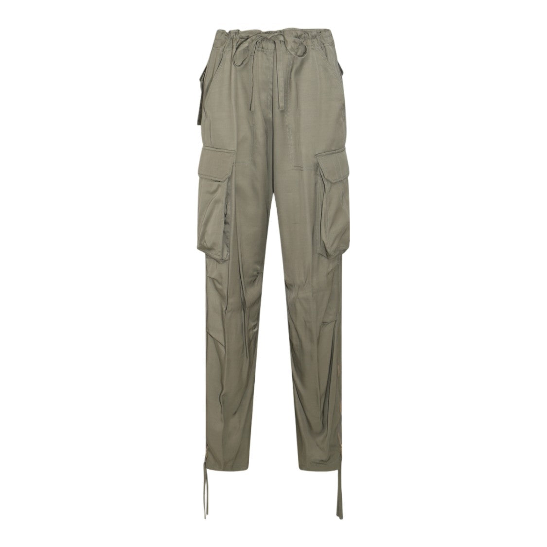 Golden Goose Relaxed Fit Olive Cargo Pants With Adjustable Hem Ties