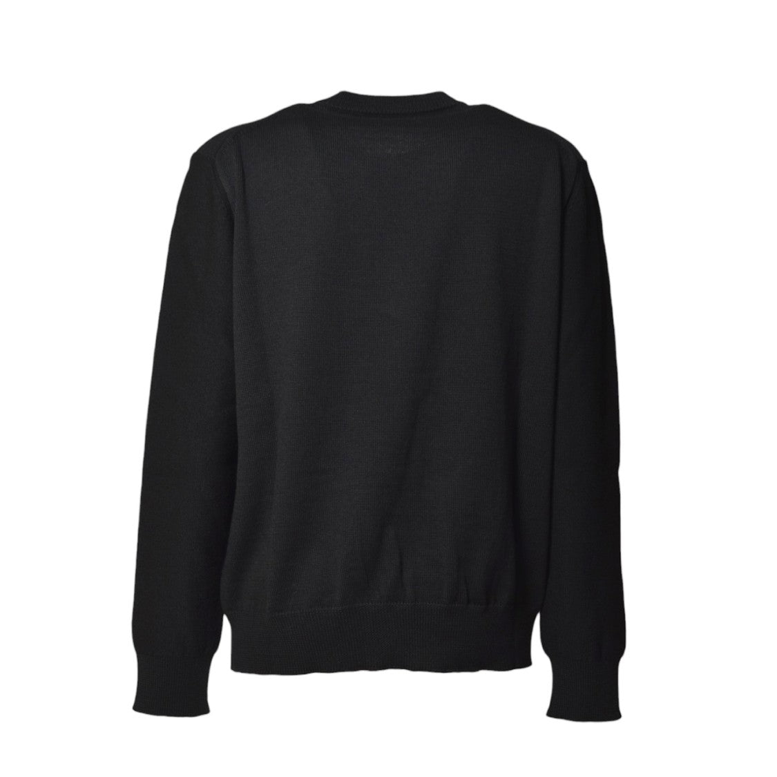 Jil Sander Subtle V-Knit Black Sweater With Classic Crew Neckline