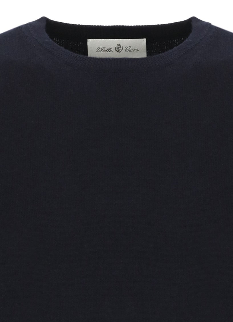 Della Ciana Blue Wool-Blend Crew Neck Sweater