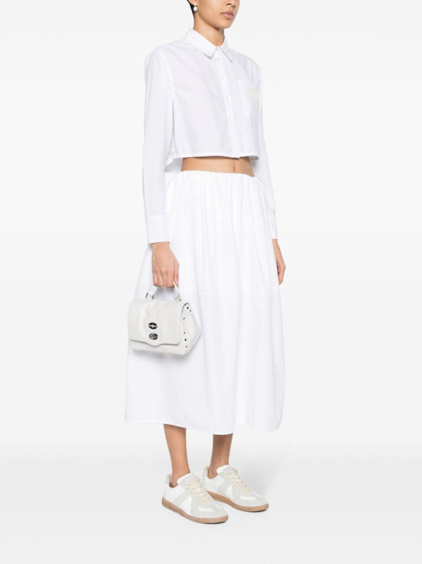Zanellato Light Grey Pebbled Calf Leather Shoulder Bag