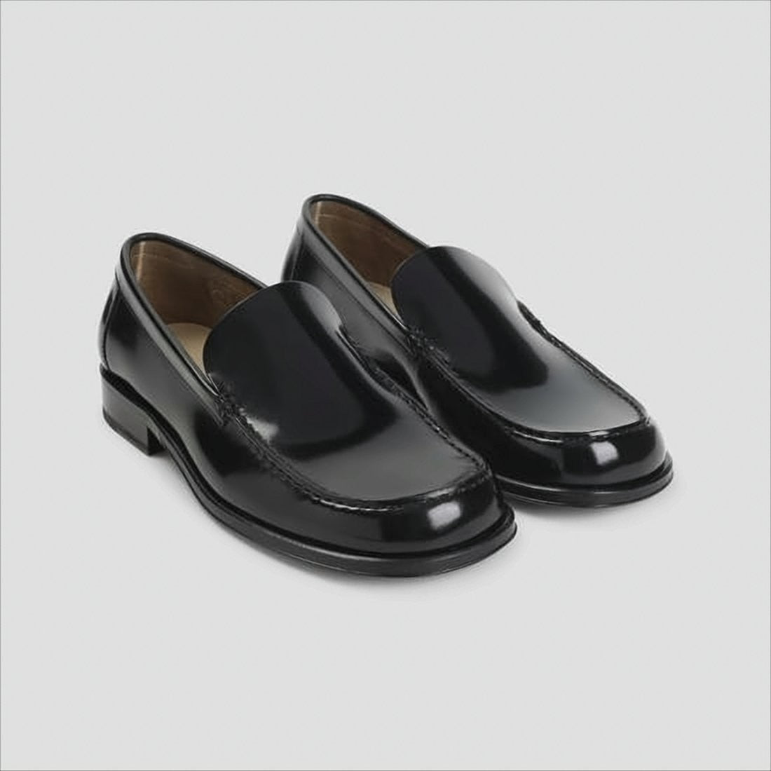 Lemaire Polished Black Leather Loafers