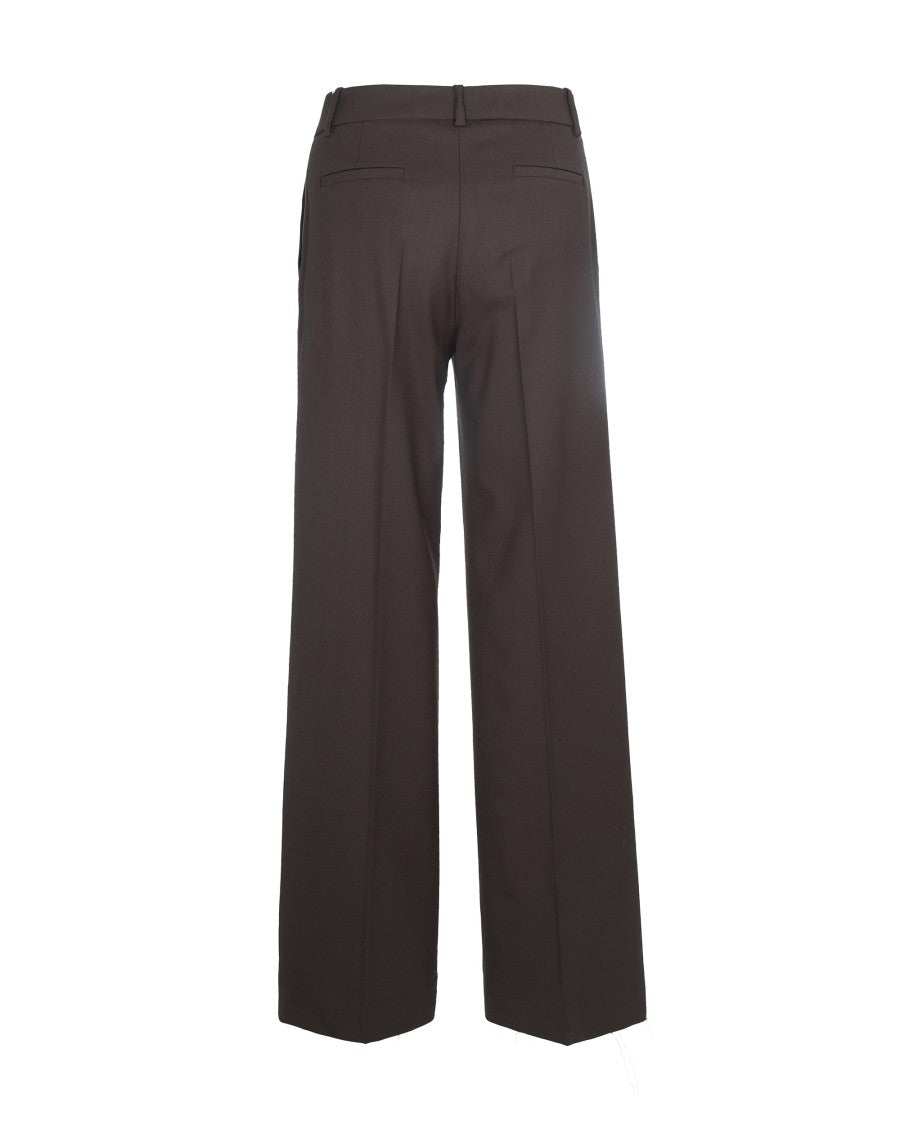 P.A.R.O.S.H. Dark Brown Wide-Leg Virgin Wool Pants