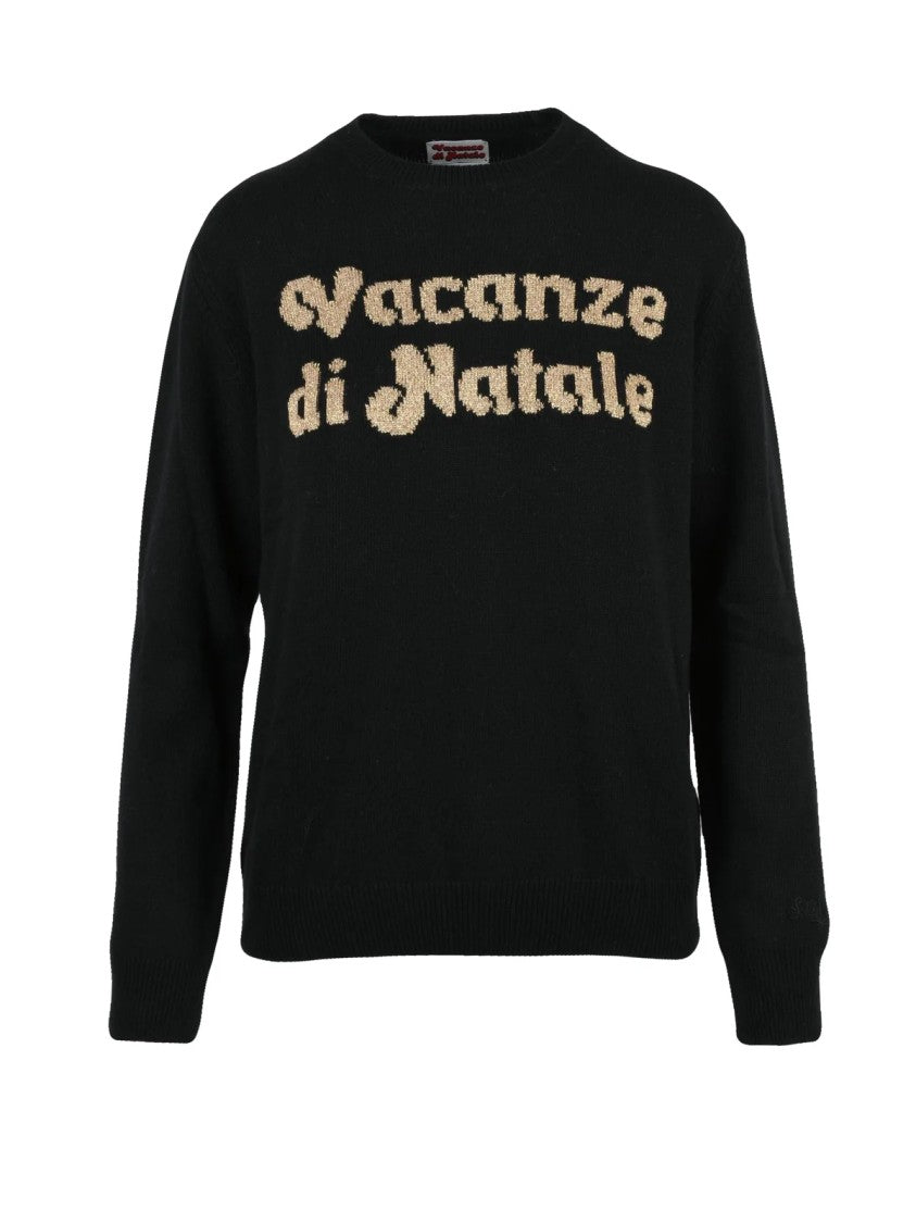 Mc2 Saint Barth Crewneck Pullover With Bold Beige Text Design