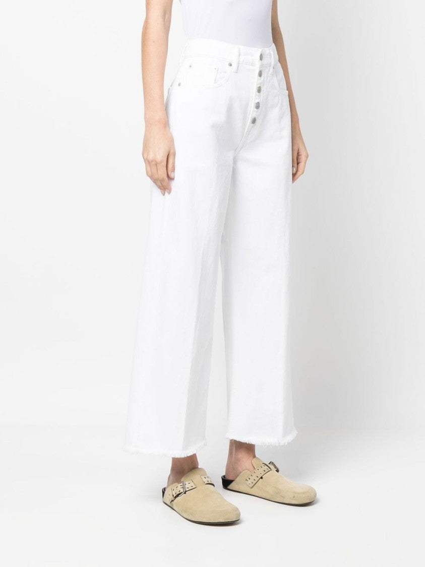 Polo Ralph Lauren White Cropped Wide-Leg Jeans