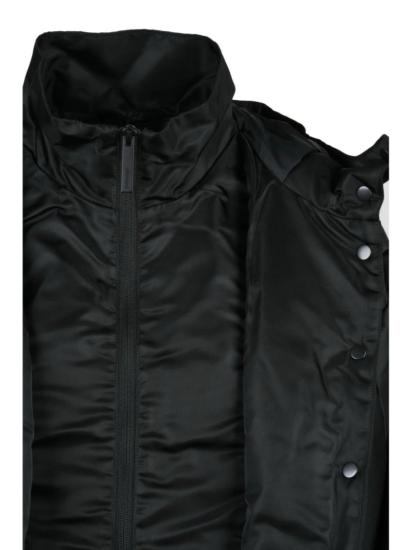 After Label Boxy Black Brennero Jacket With High Collar And Contrast Panels