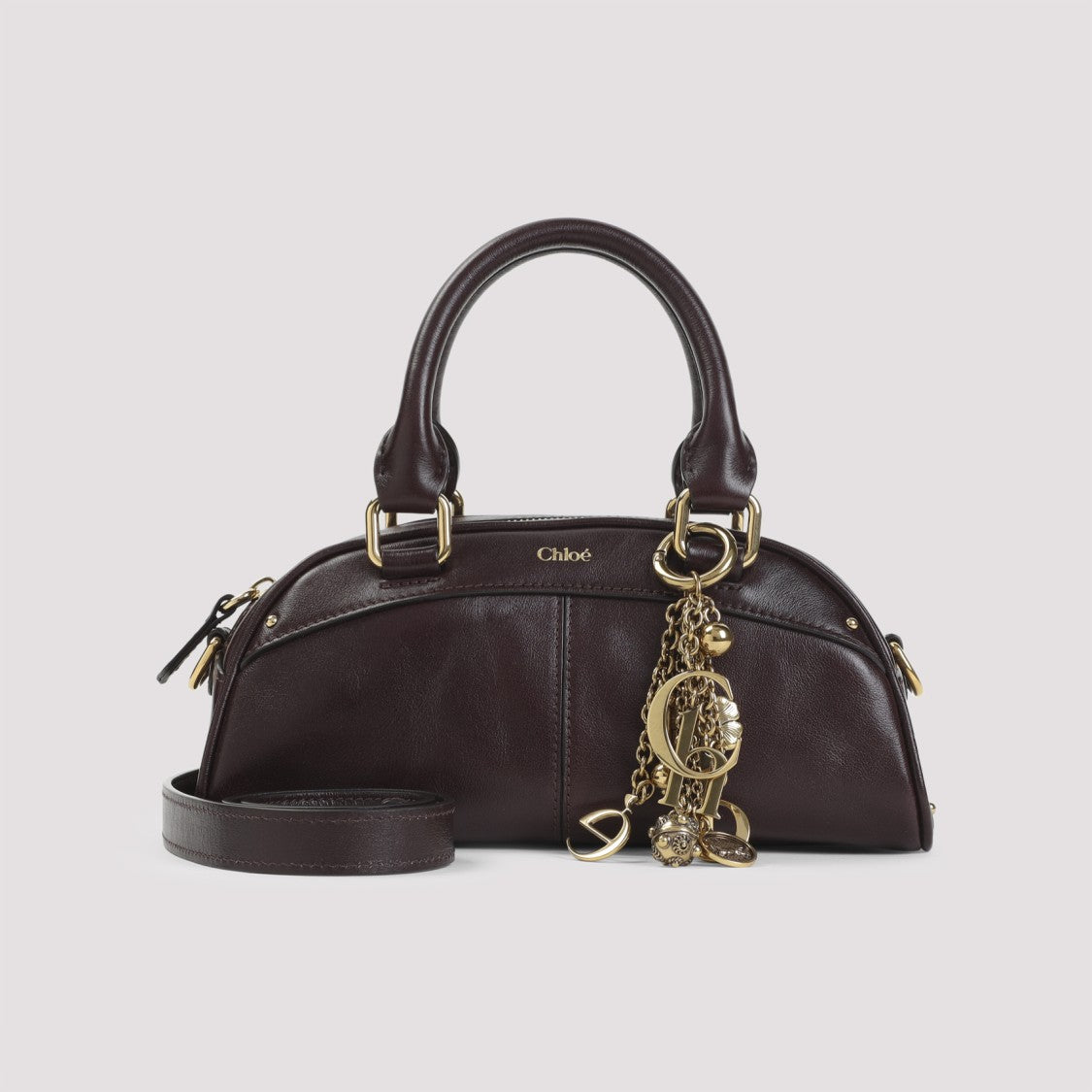 Chloé Rounded Black Calf Leather Handbag With Gold Hardware