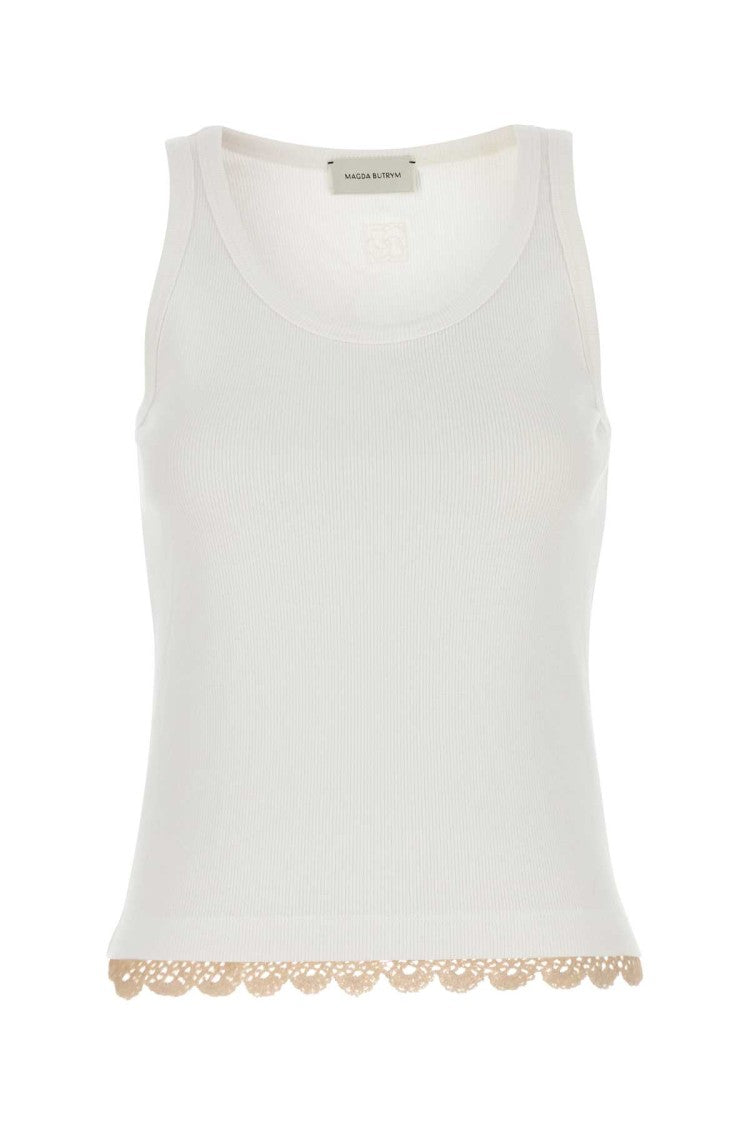 Magda Butrym White Stretch Cotton Tank Top