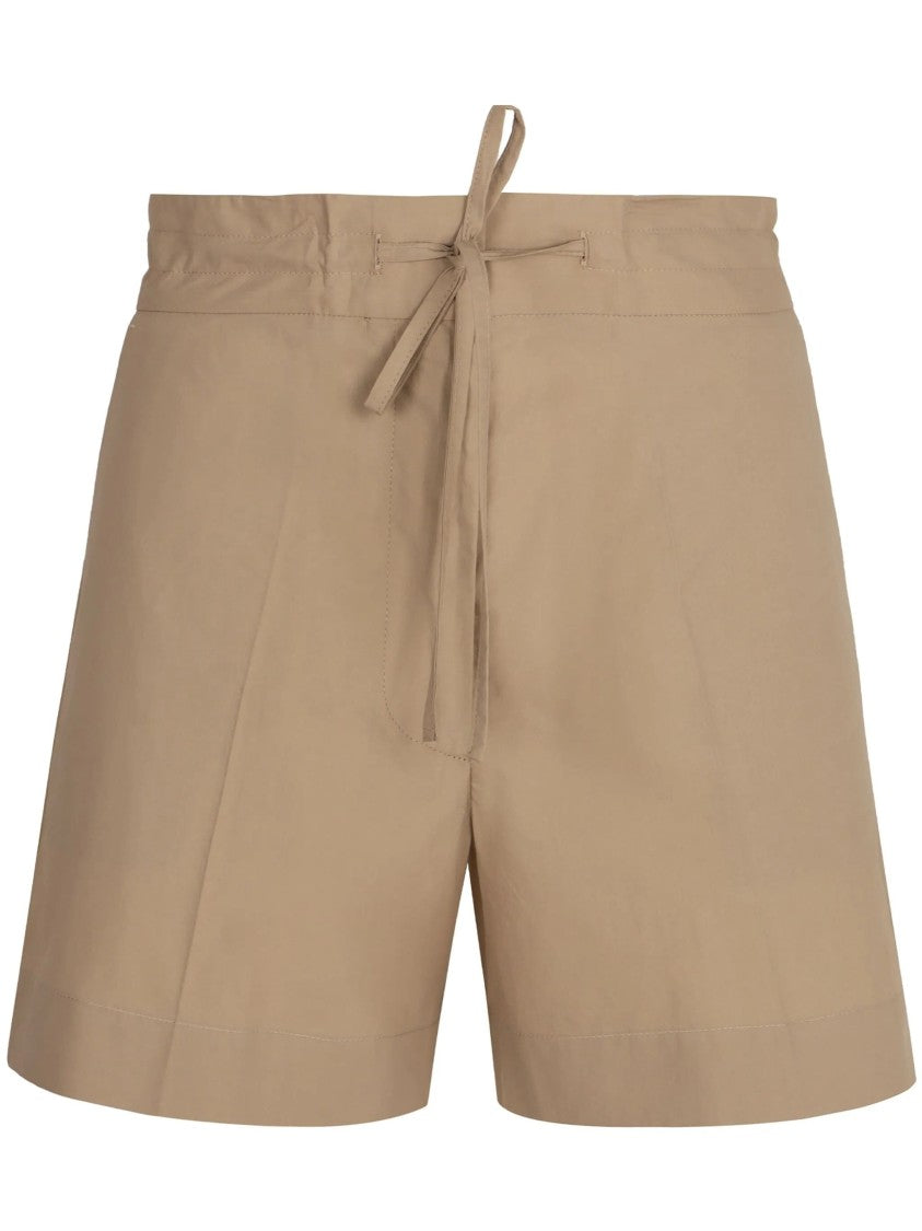 P.A.R.O.S.H. Brown High Waisted Cotton Tie Shorts