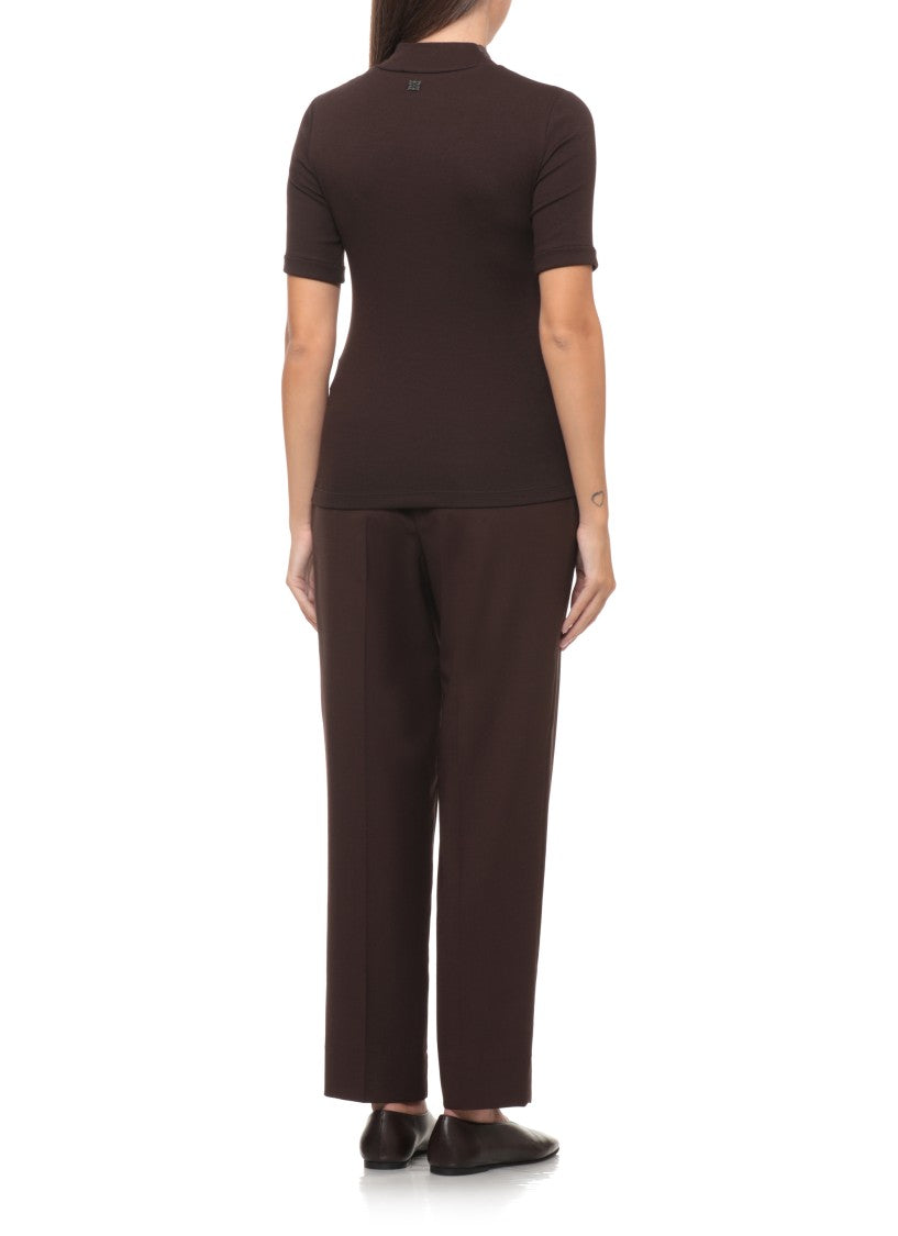Panicale Brown Crewneck Cotton-Silk T-Shirt