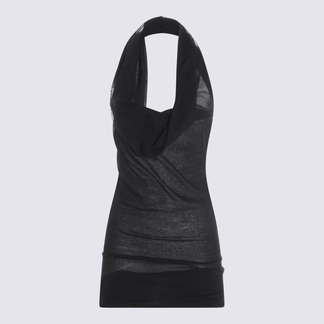 Rick Owens Black Cotton Mesh Tank Top