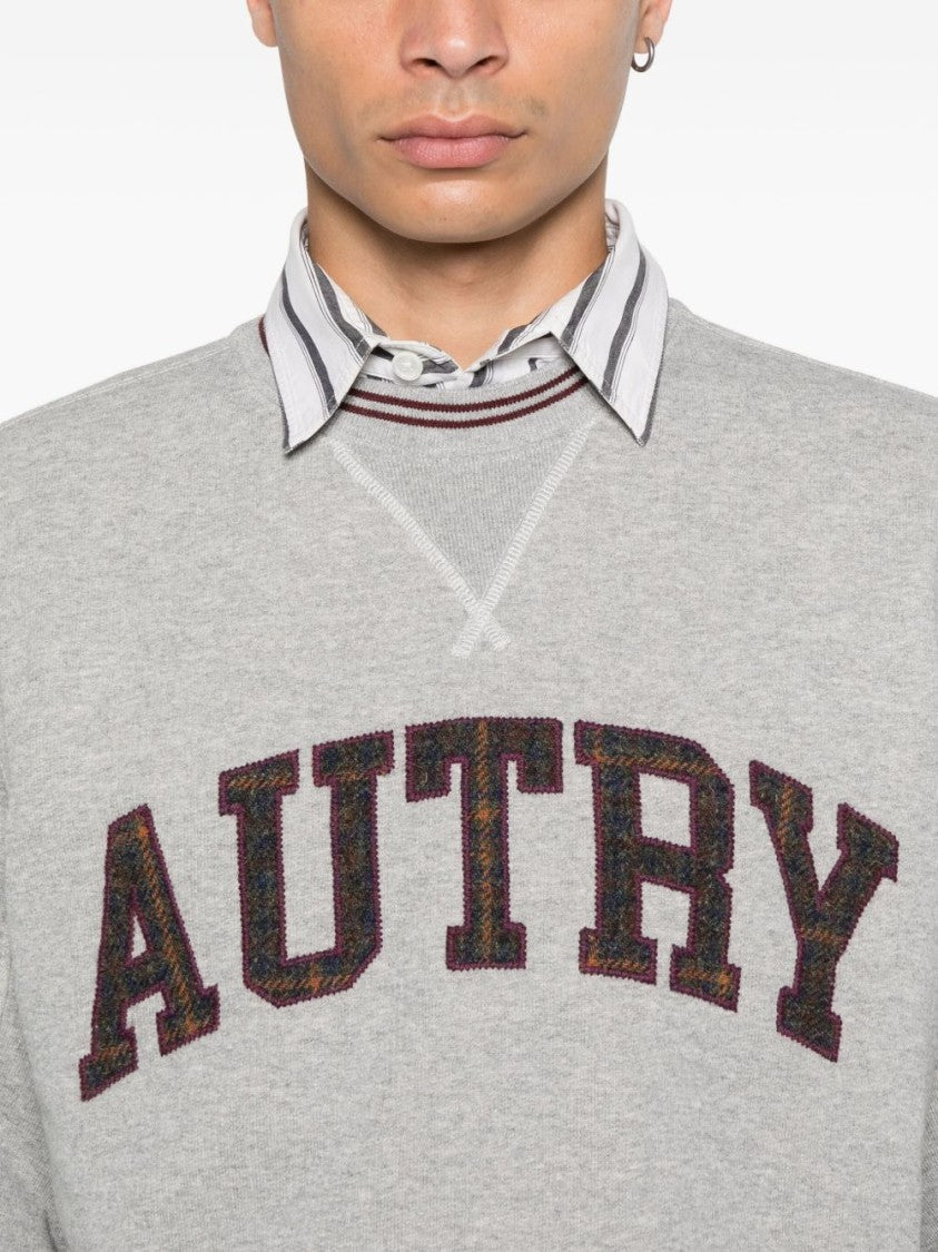 Autry Relaxed Fit Gray Sweatshirt With Textured Logo