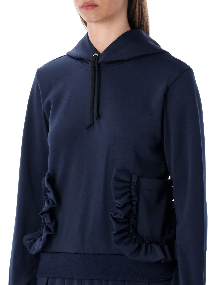 Comme Des Garçons Girl Navy Hoodie With Ruffle Pockets