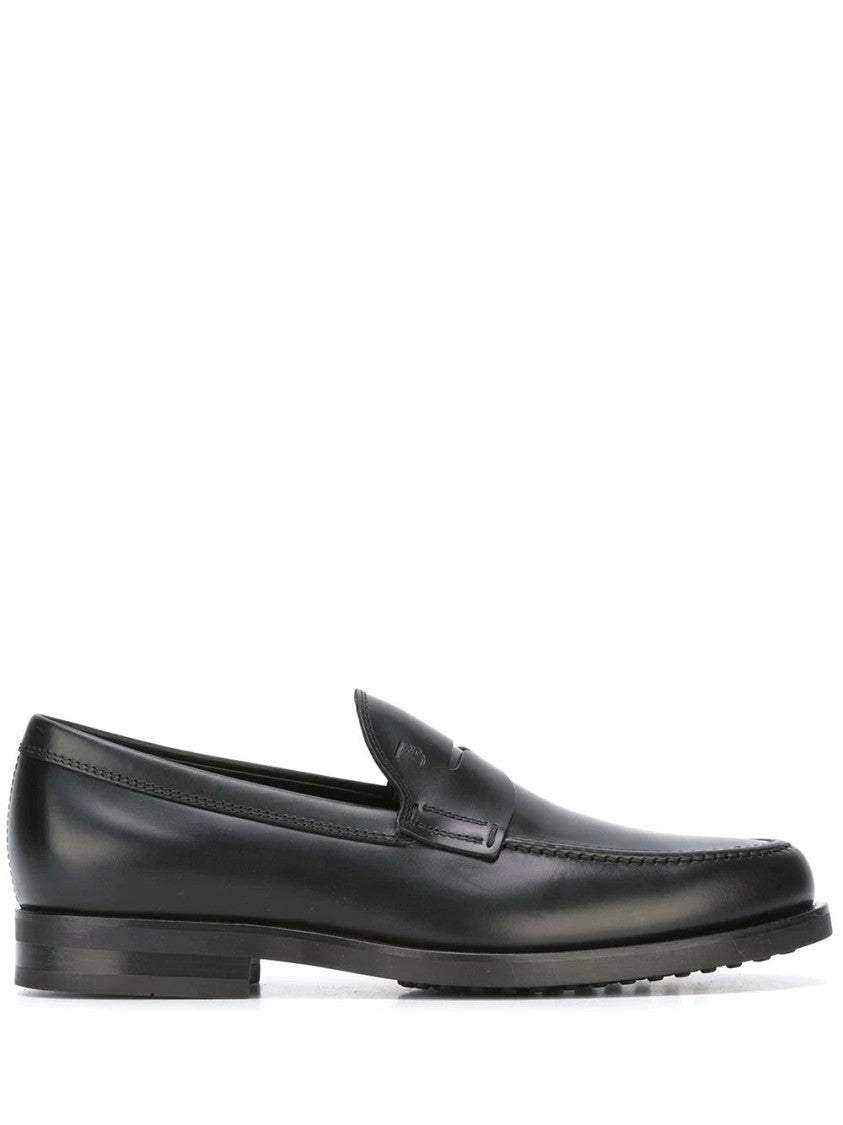 Tod's Part-Open Black Leather Loafers