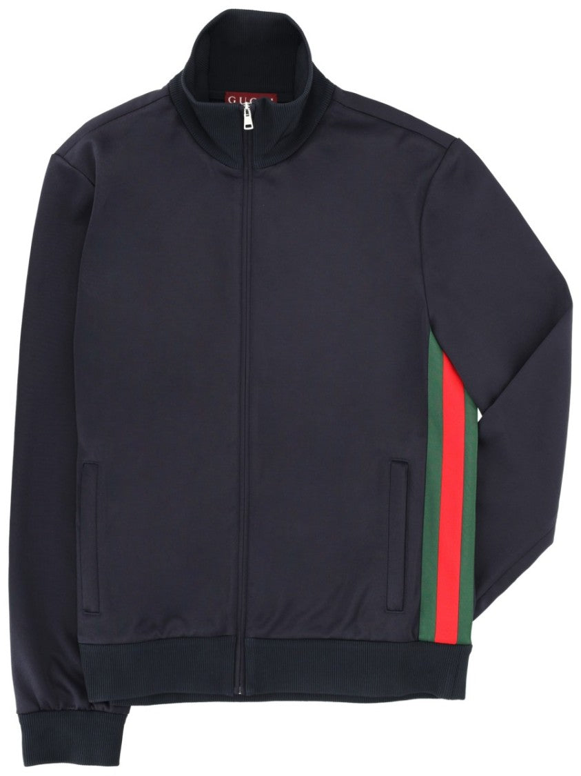 Gucci Striped Accent High-Collar Zip Jacket
