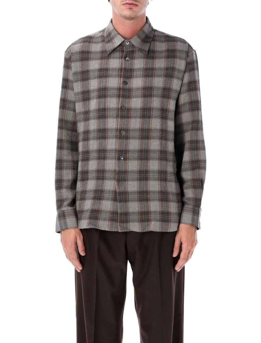 Sunflower Studio Checkered Seersucker Cotton Cashmere Casual Shirt