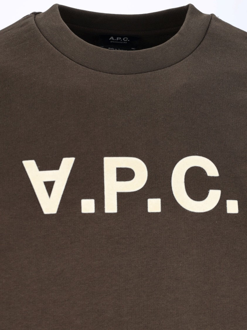 A.P.C. Brown Organic Cotton Ribbed Crewneck Sweatshirt
