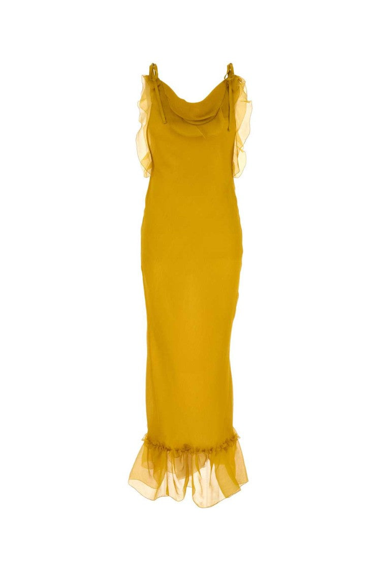 Saint Laurent Mustard Crepe Dress