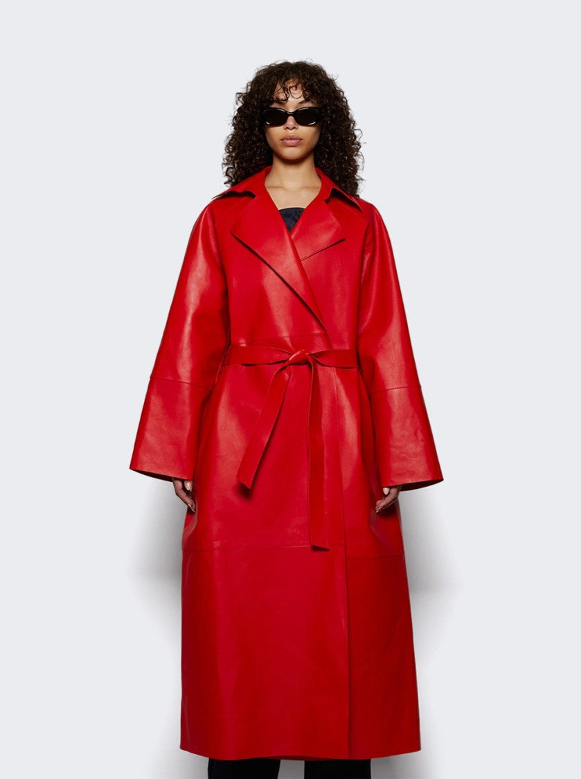 Magda Butrym Long Belted Coat Red