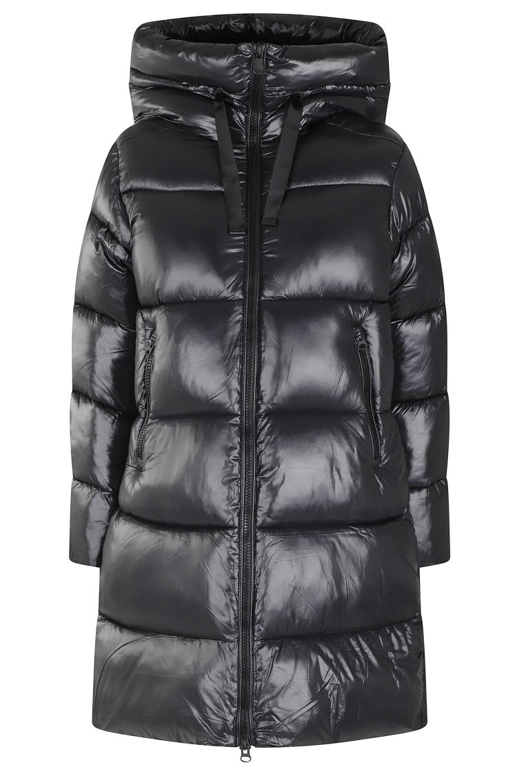 Save The Duck Long Down Jacket With Shiny Quilted Finish