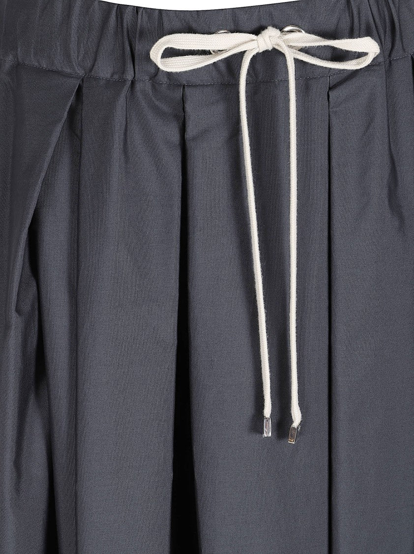 Max Mara Voluminous Pleated Midi Skirt With Gathered Waistband