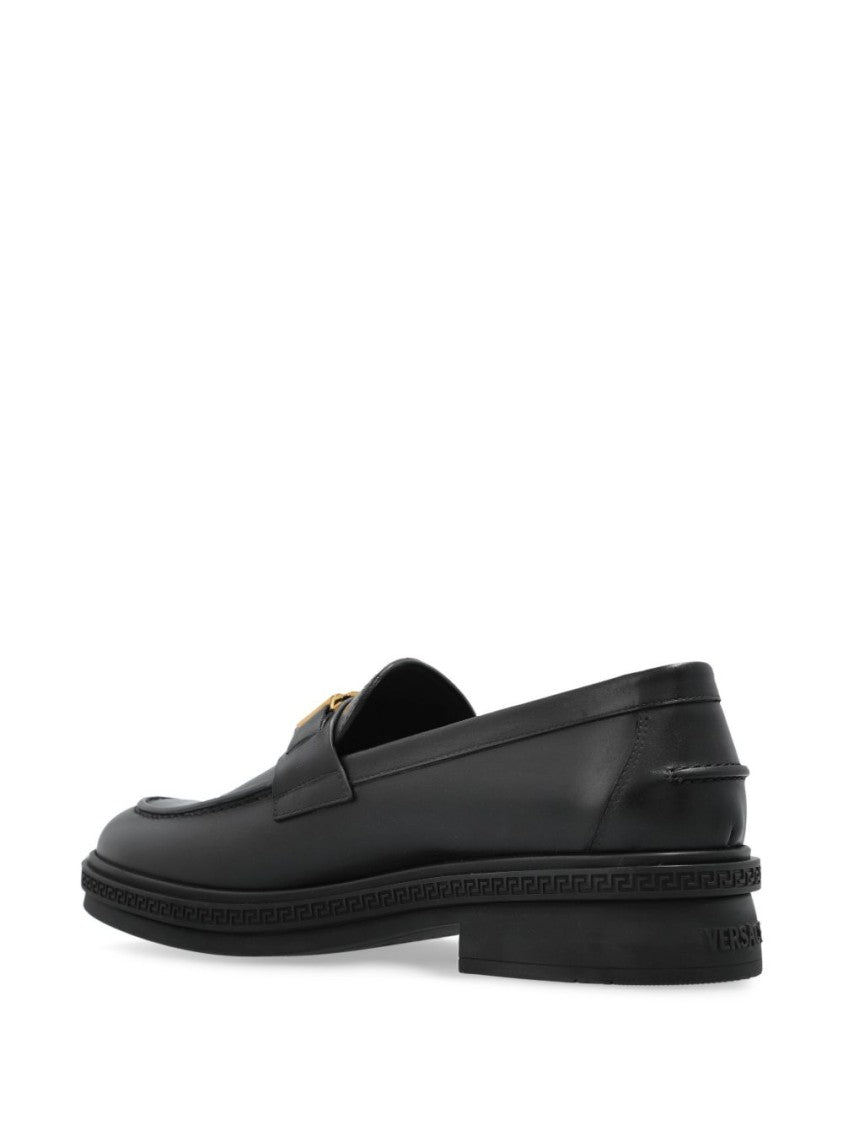 Versace Smooth Leather Slip-On Loafers