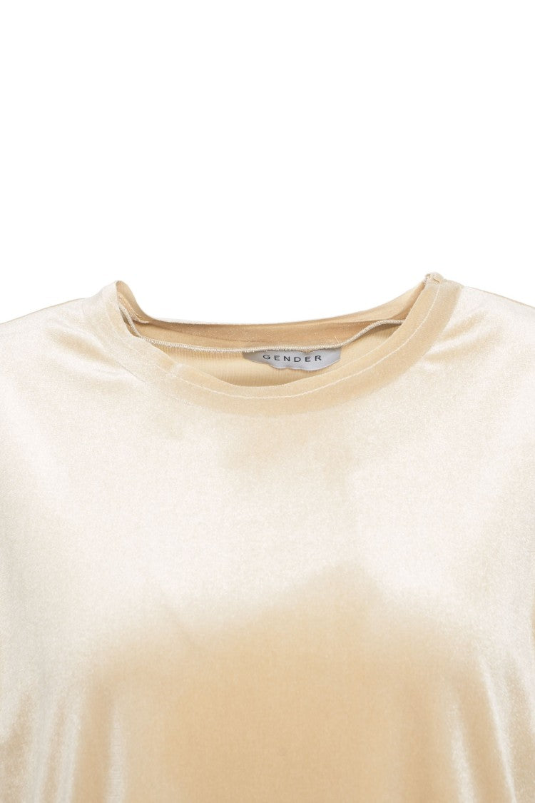 Gender Beige Round Neck T-Shirt With Short Sleeves