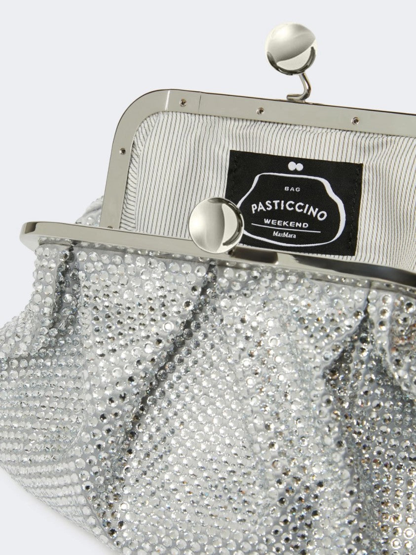 Max Mara Sculpted Clutch With Shimmering Silver Mesh