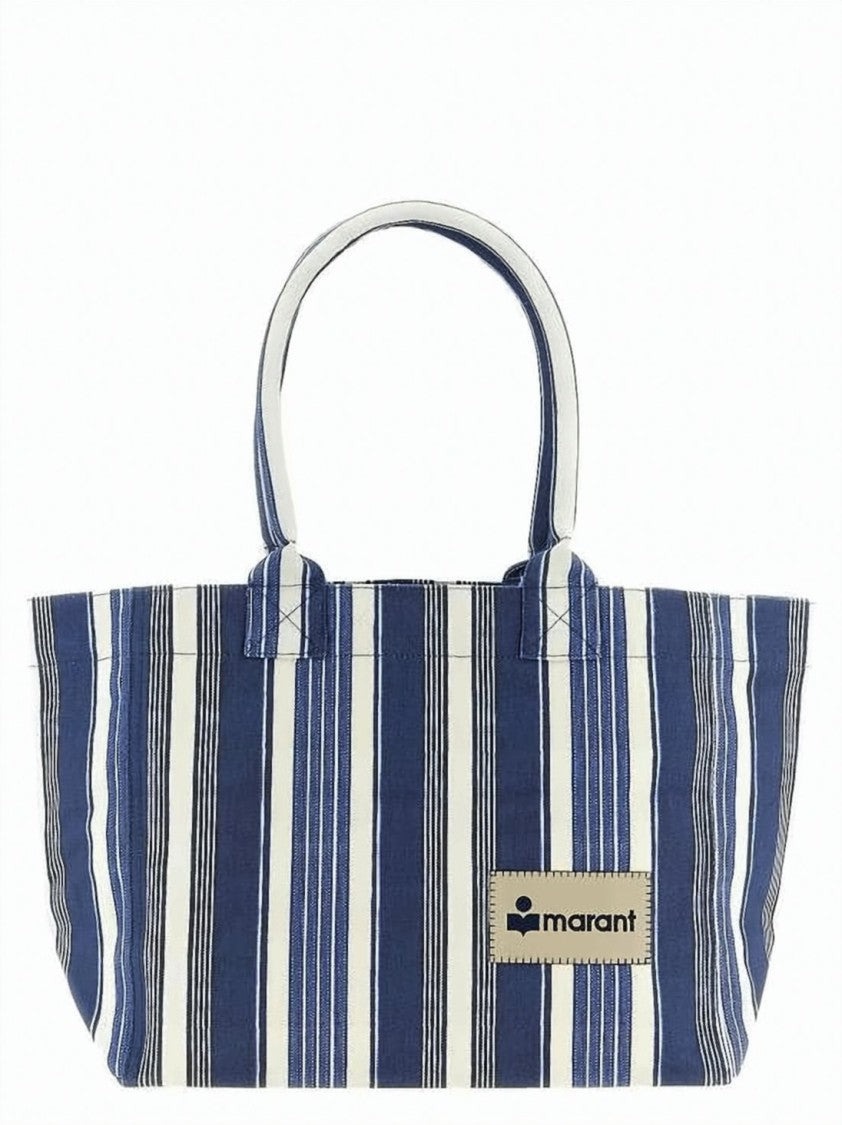 Isabel Marant Medium Cotton Shoulder Bag With Vertical Stripes