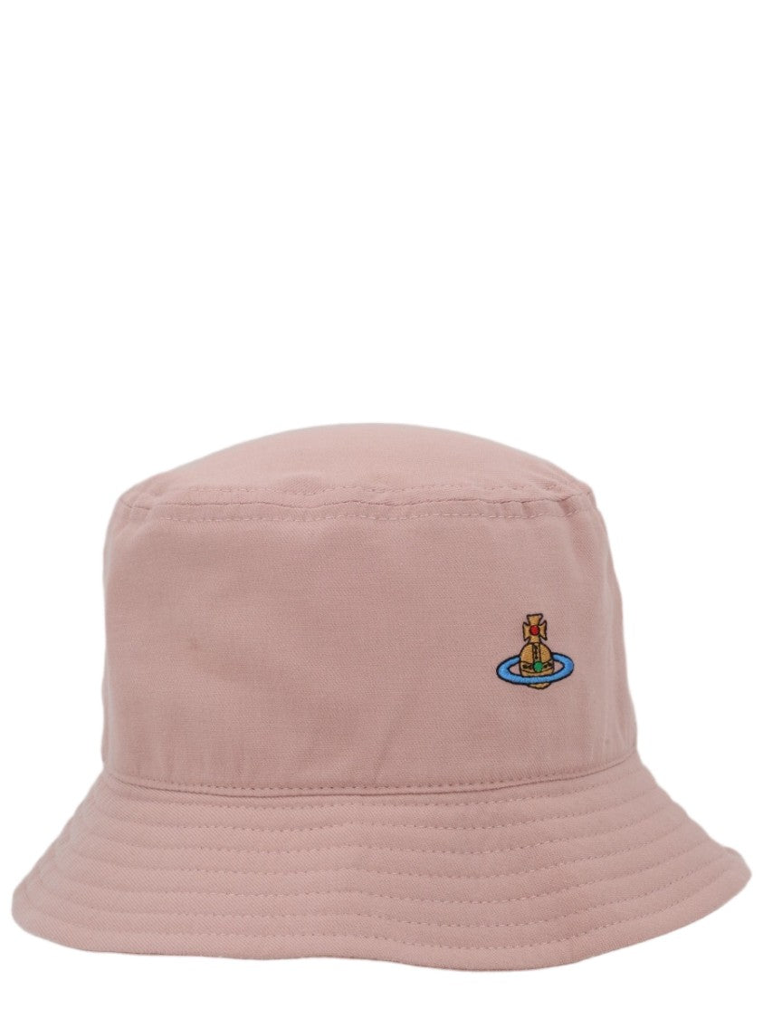 Vivienne Westwood Muted Pink Stitched Brim Cotton Hat