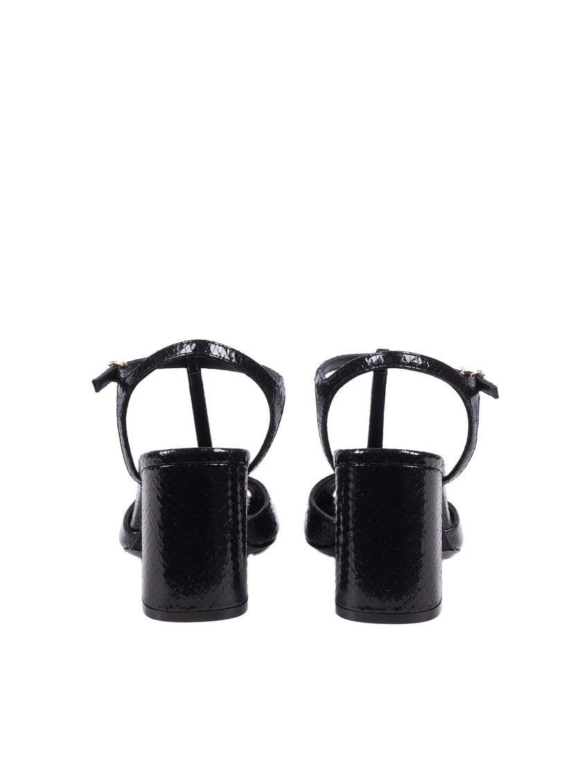 Sergio Levantesi Black Giselle6 Leather T Strap Sandals