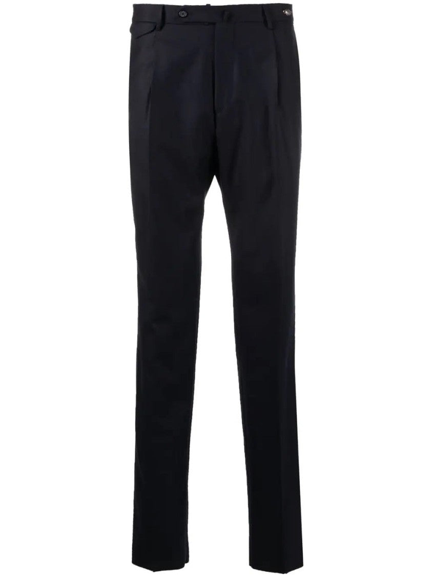 Tagliatore Tailored Blue Wool Formal Trousers