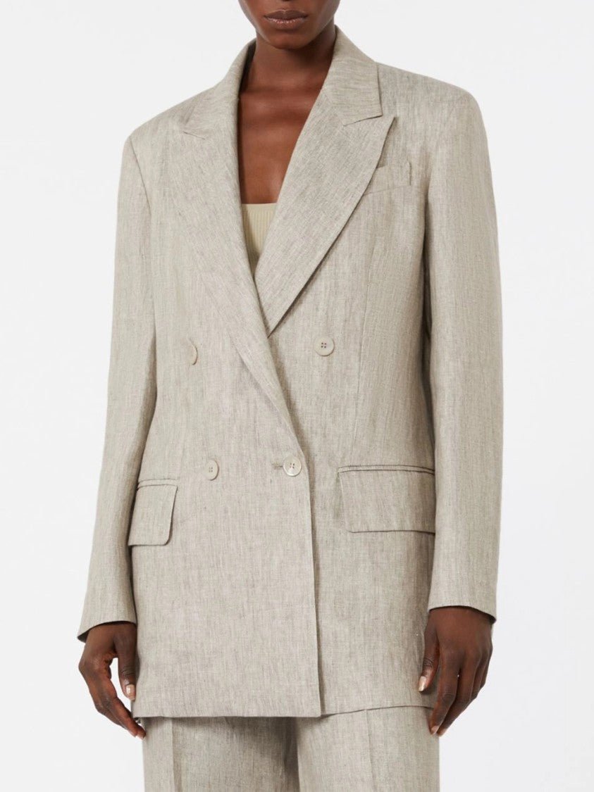 Max Mara Neutral Mxmolimpi Double-Breasted Textured Blazer
