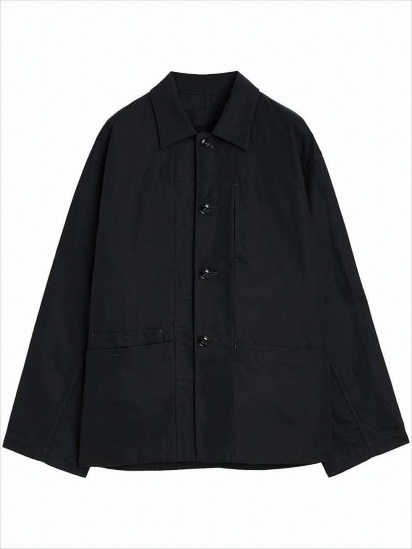Lemaire Boxy Black Cotton-Linen Jacket