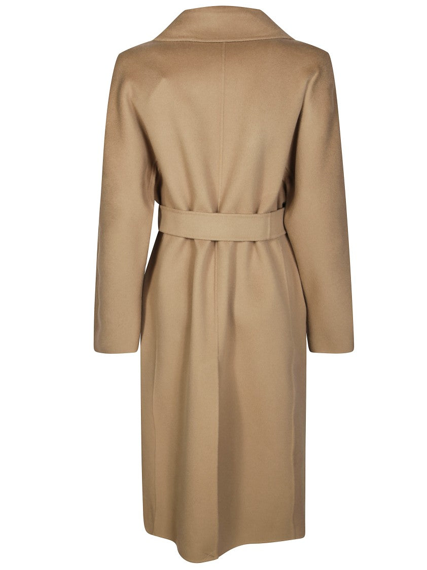 Max Mara Double-Breasted Wool Coat With Wide Lapel And Belt