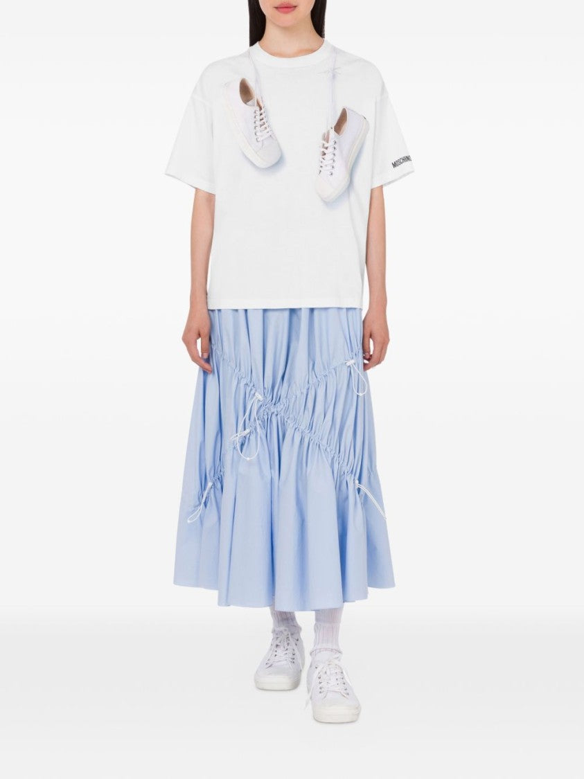Moschino Light Blue Voluminous Skirt With Ruched Detailing