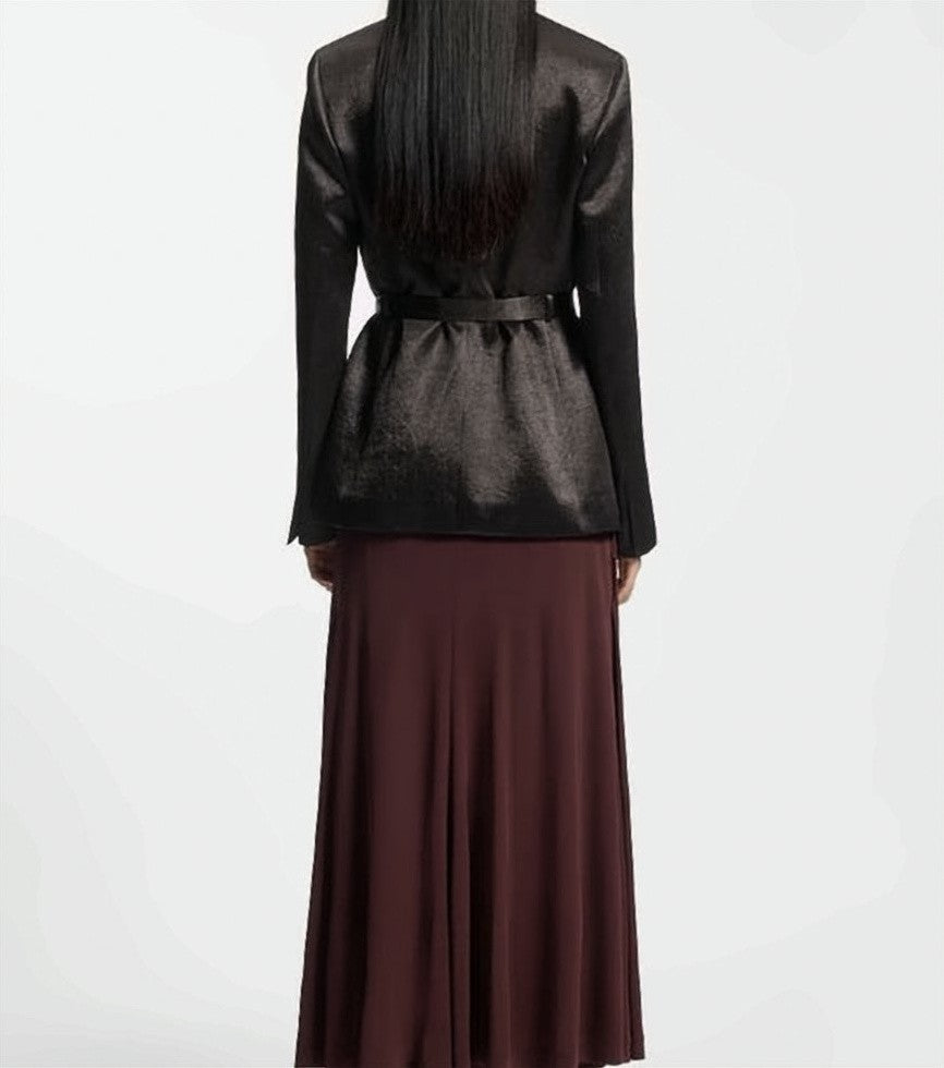 Boss Double-Breasted Brown Blazer With Tailored Fit And Belted Closure