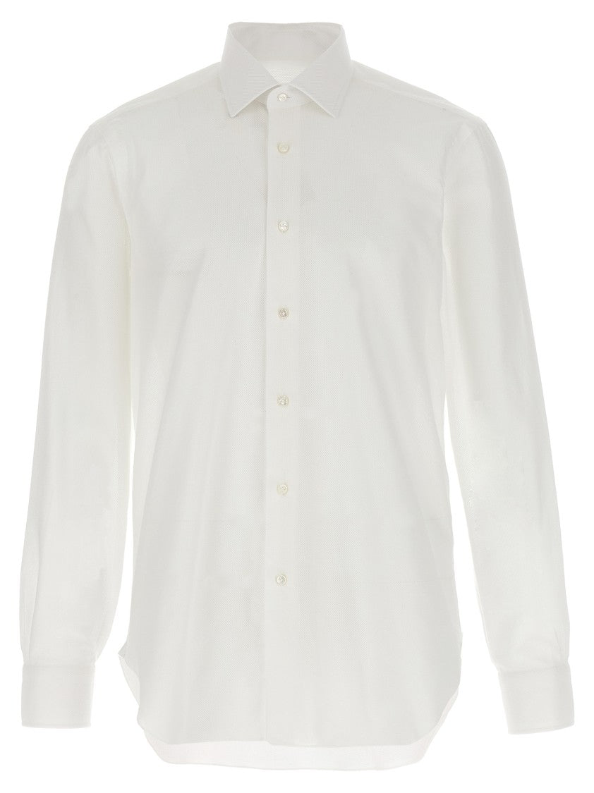 Barba Honeycomb-Pattern Cotton Shirt