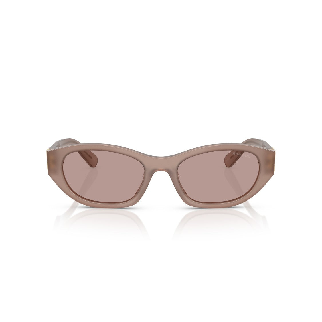 Miu Miu 0Mu A03s Translucent Taupe Oval Sunglasses