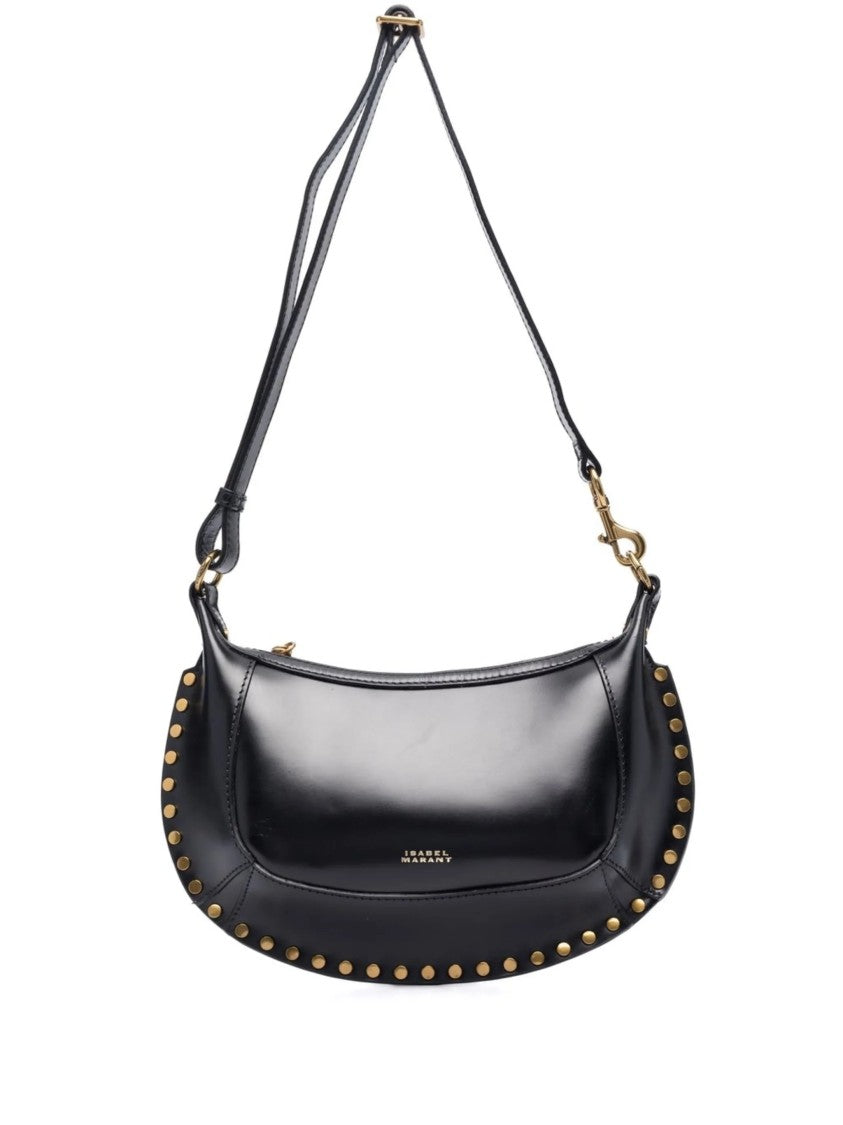 Isabel Marant Crescent-Shaped Black Calf Leather Oskan Moon Shoulder Bag