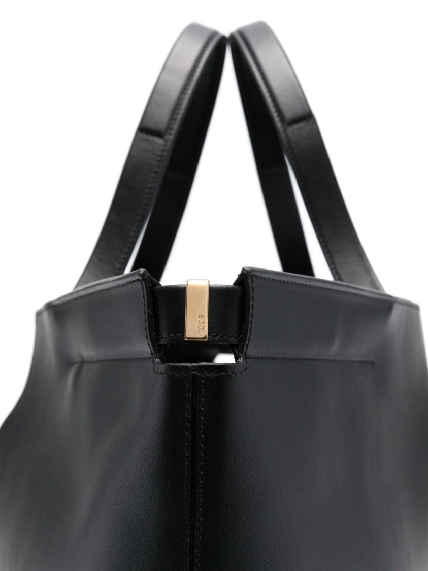 Tod's Black Gold Clasp Removable Pouch Tote