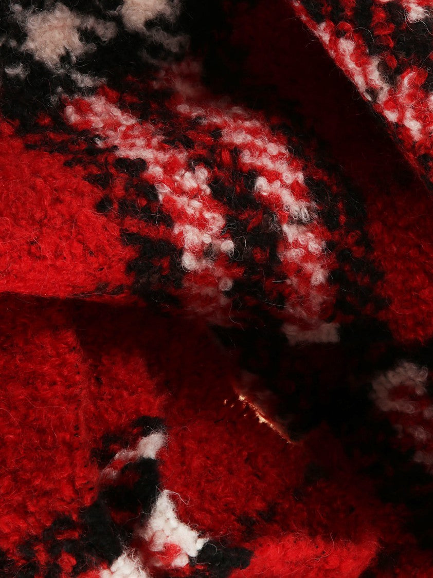 Burberry Red Plaid Alpaca Wool Scarf