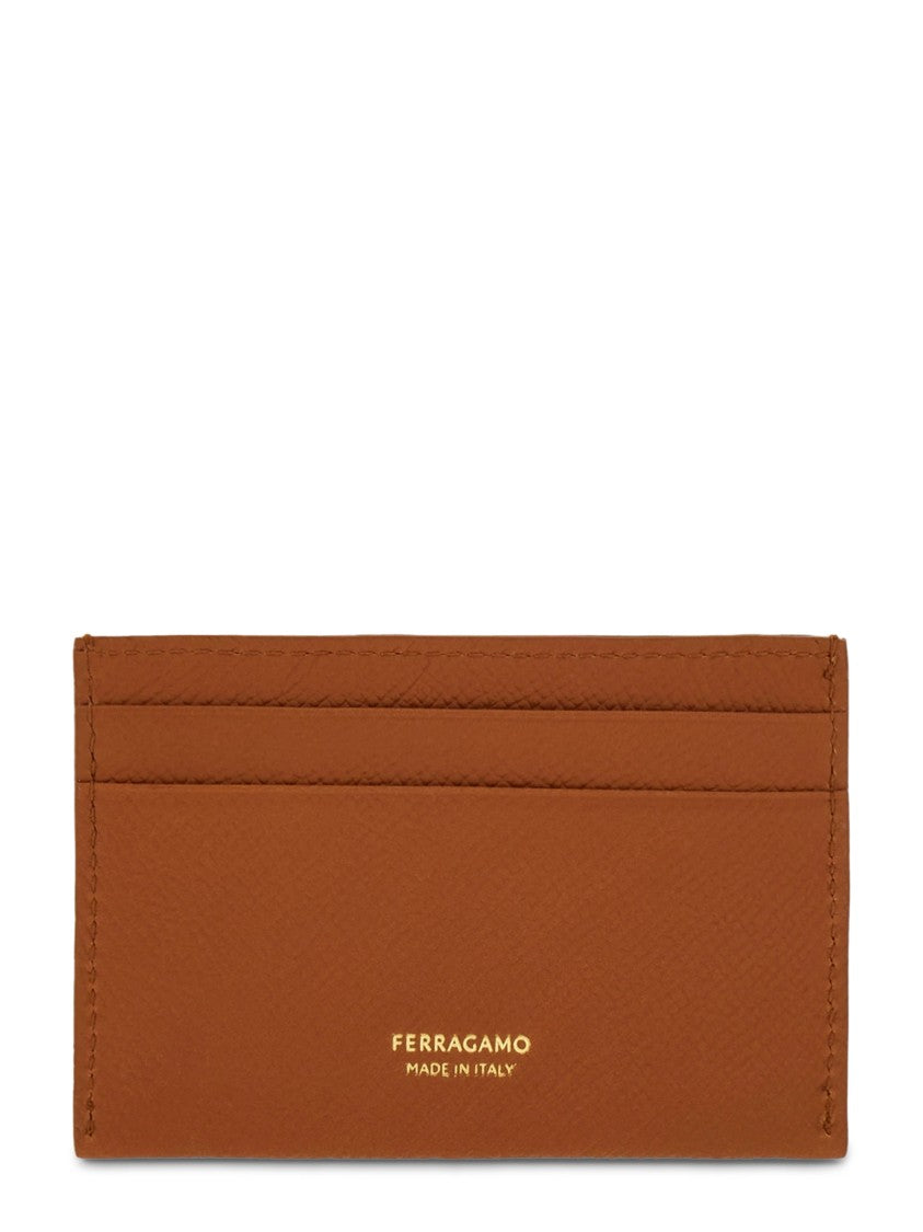 Ferragamo Textured Calf Leather Wallet With Gold-Tone Logo
